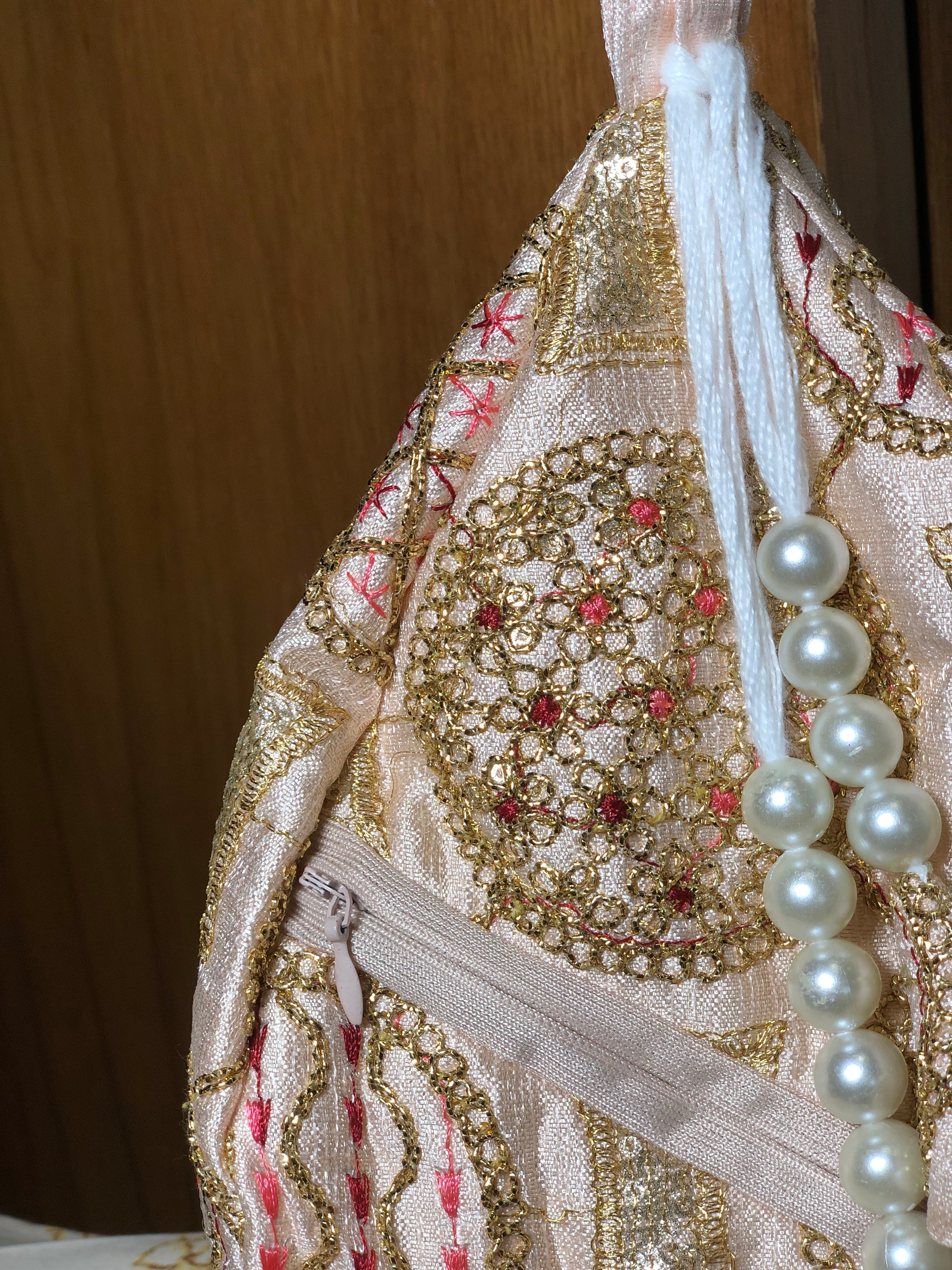 Blush Pink Silk Japa Bag