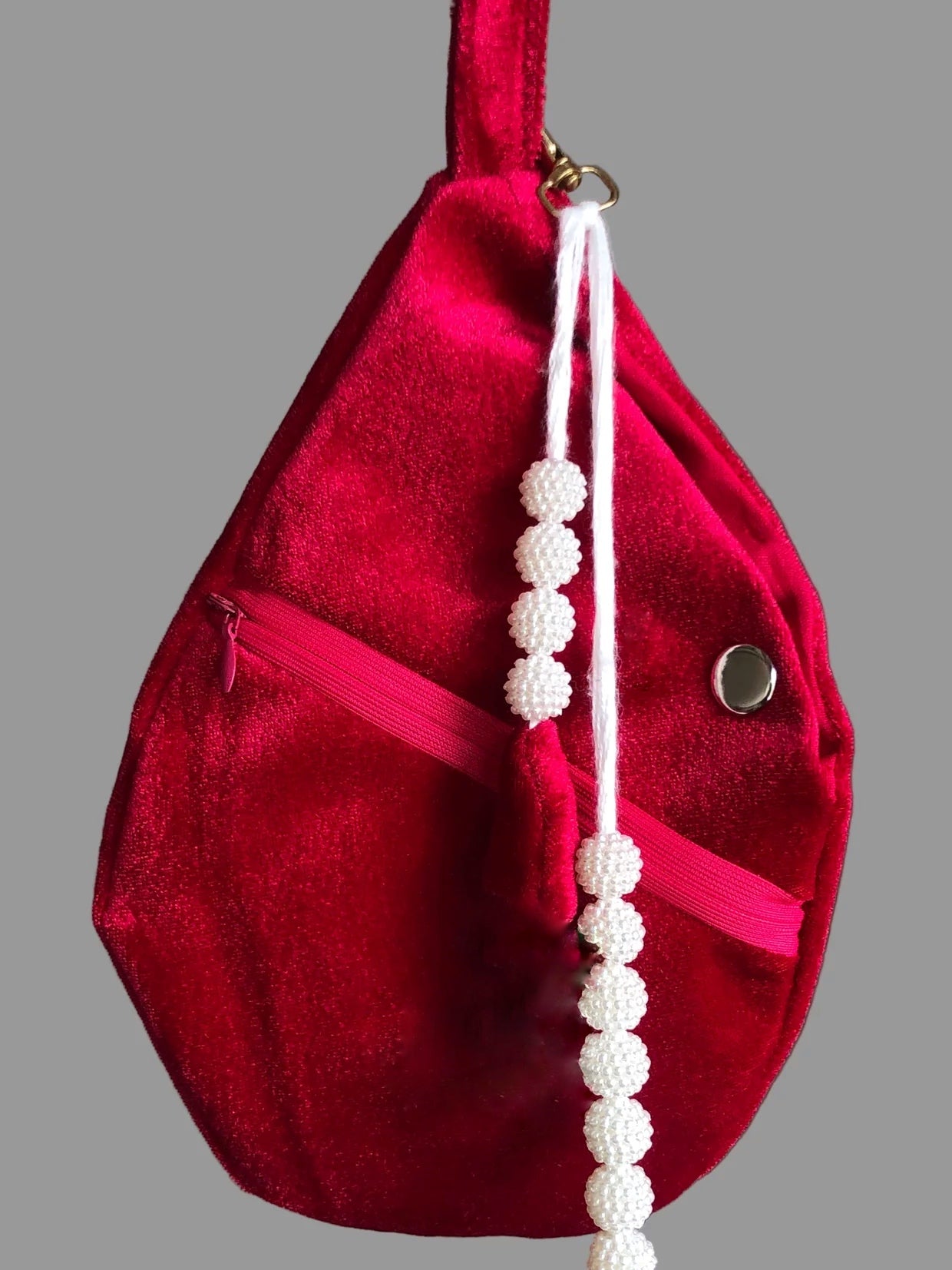 Peacock Embroidery Velvet Japa Bag