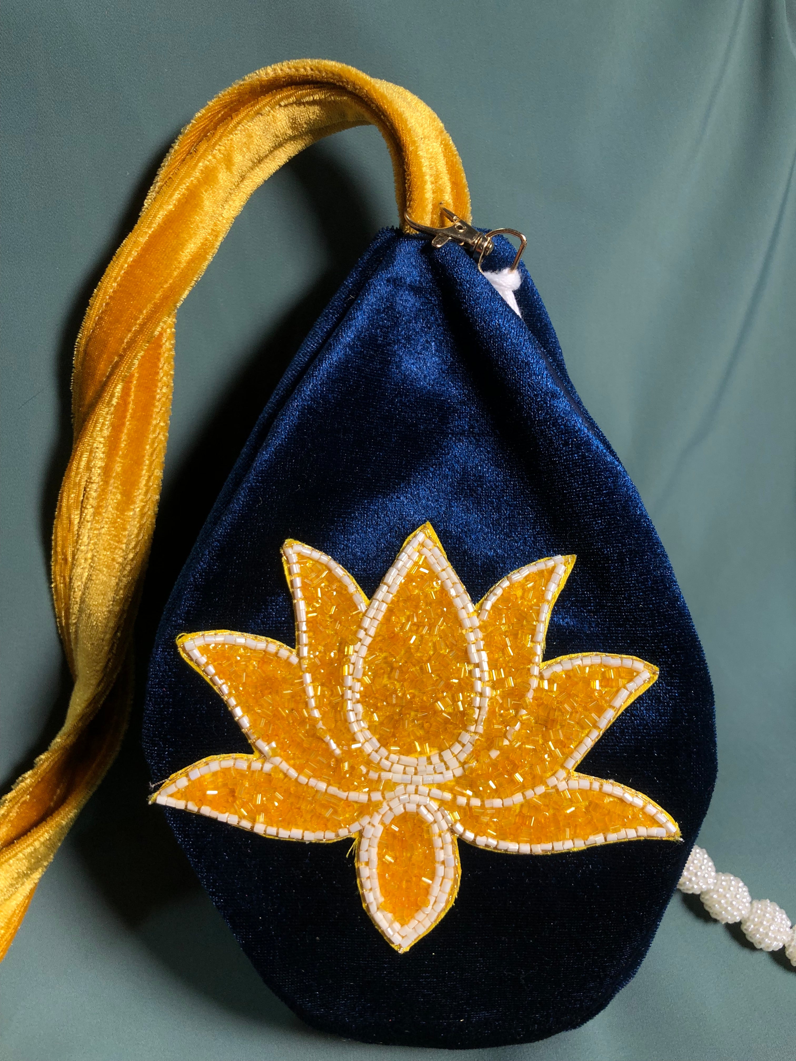 Golden deep sea Lotus Japa Bag