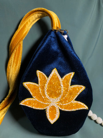 Golden deep sea Lotus Japa Bag