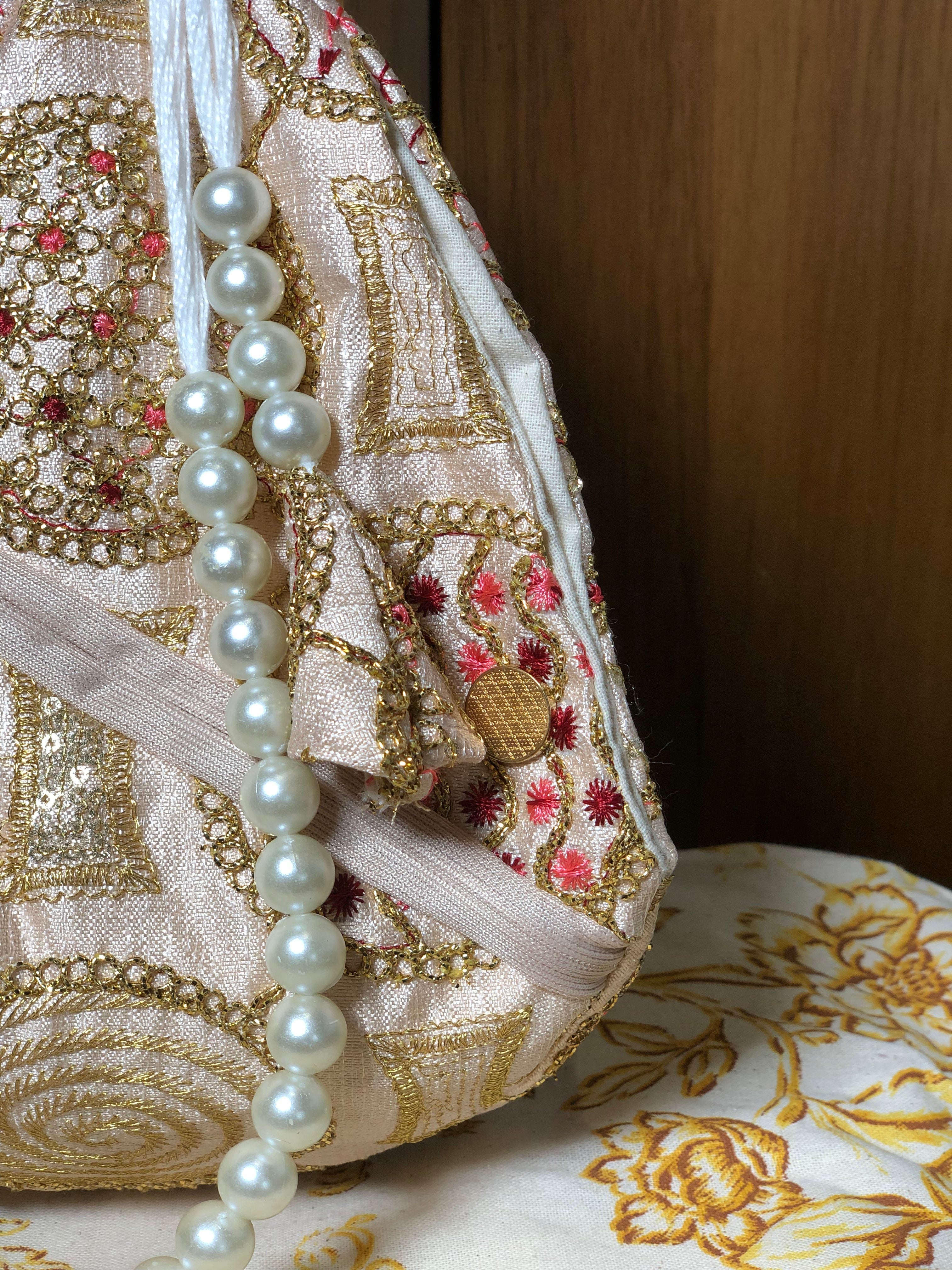Blush Pink Silk Japa Bag