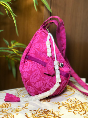 Pink Jacquard Luxury Japa Bag