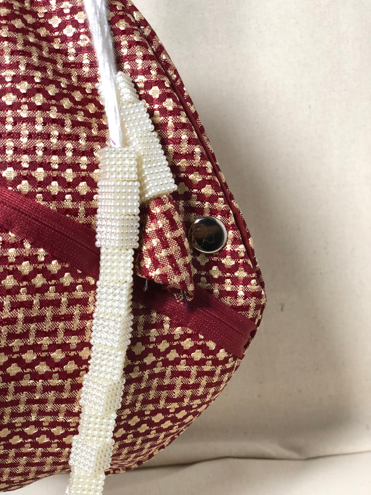 Deep red Designed Jute Japa Bag