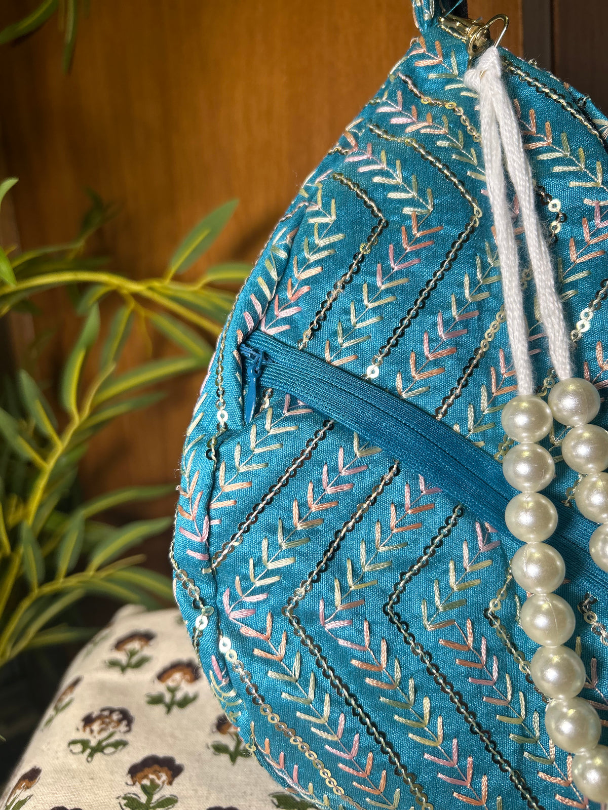 Celestial Blue Silk Japa Bag