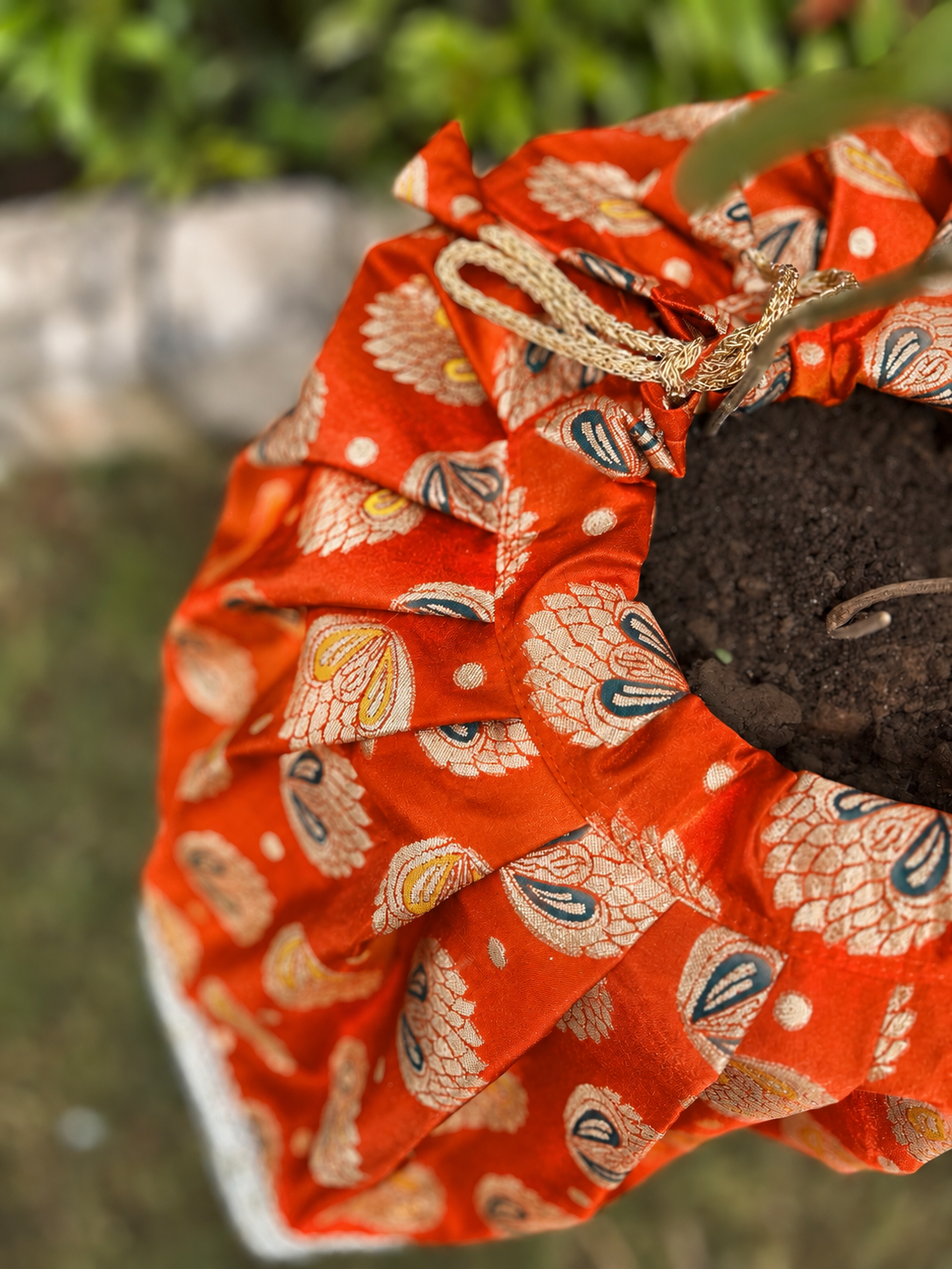 Saffron Orange Silk Tulsi Vastra