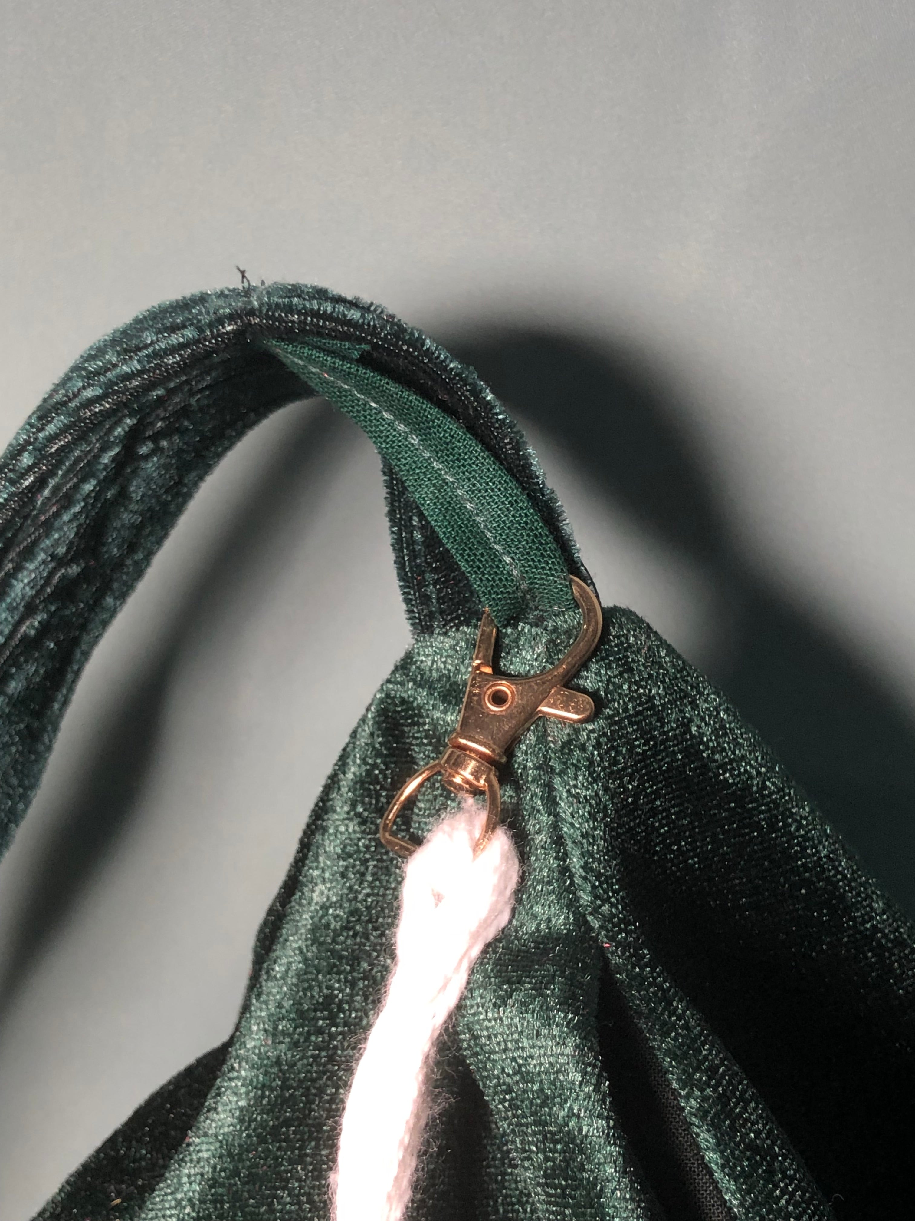 Green beaded Lotus Velvet Japa Bag