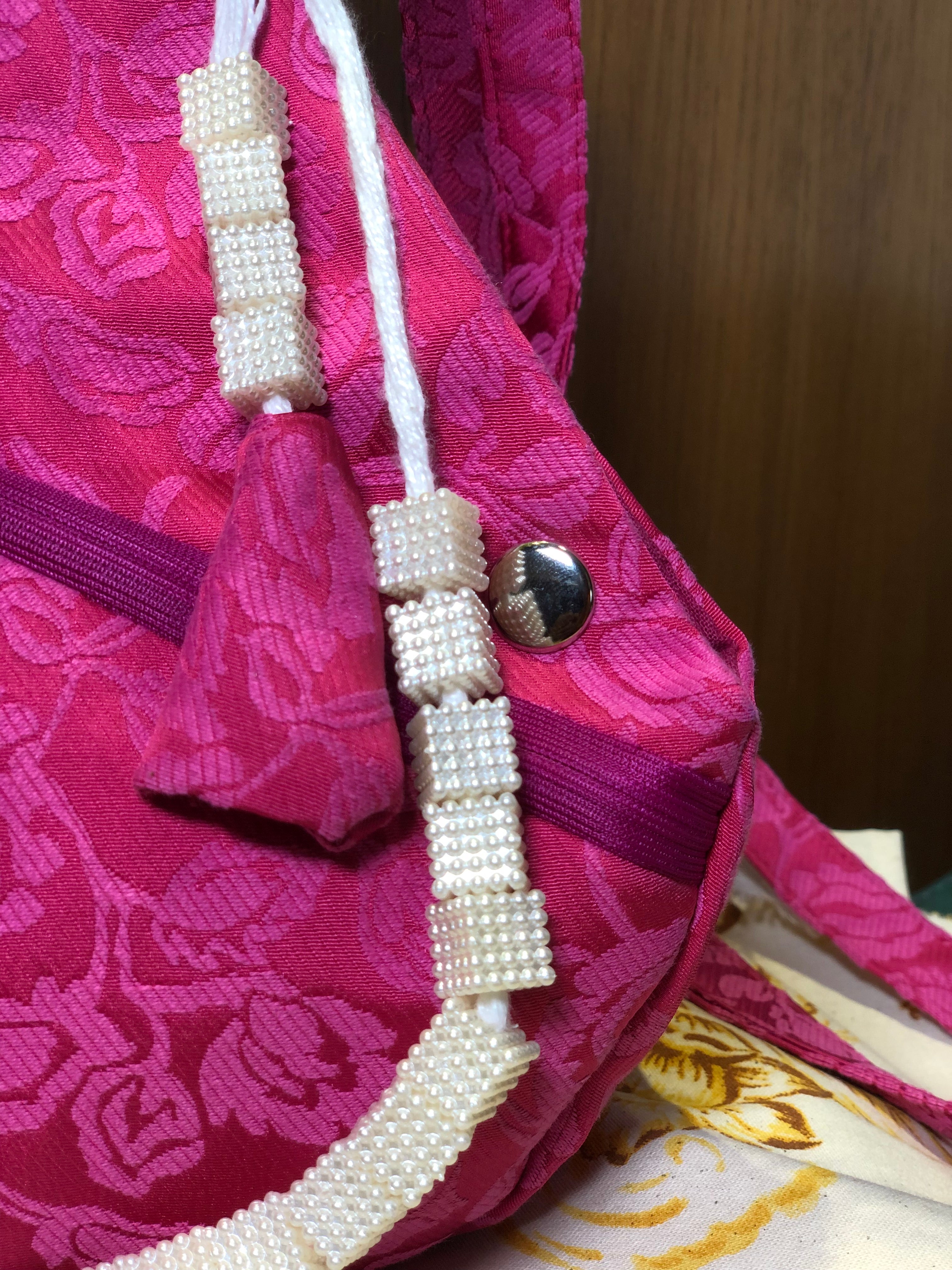 Pink Jacquard Luxury Japa Bag