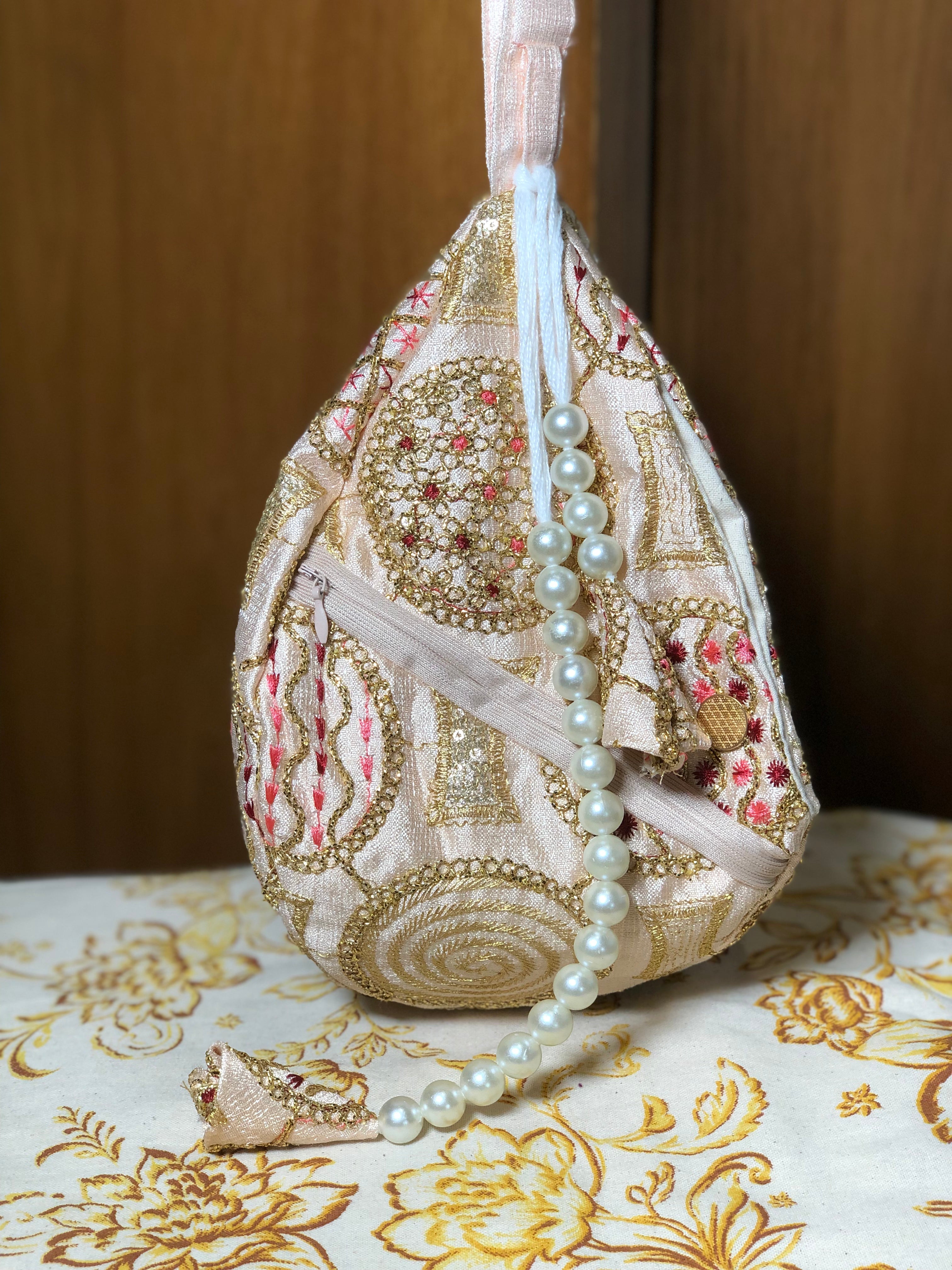 Blush Pink Silk Japa Bag