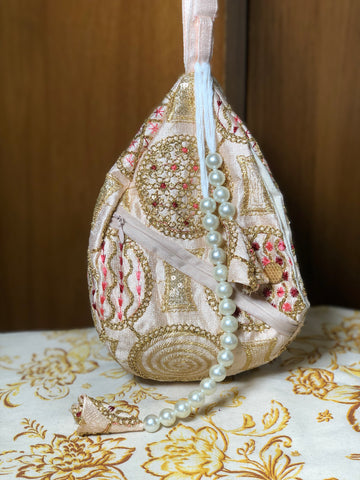 Blush Pink Silk Japa Bag