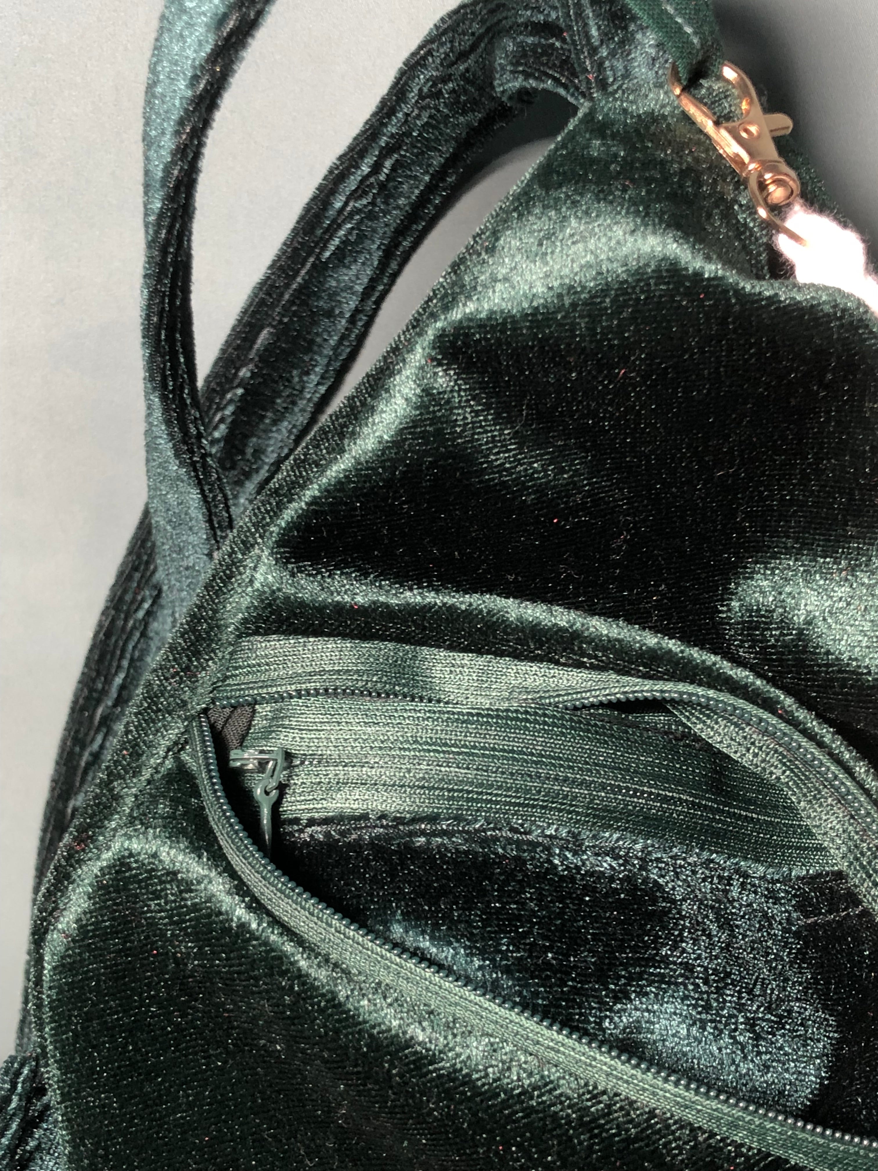 Green beaded Lotus Velvet Japa Bag