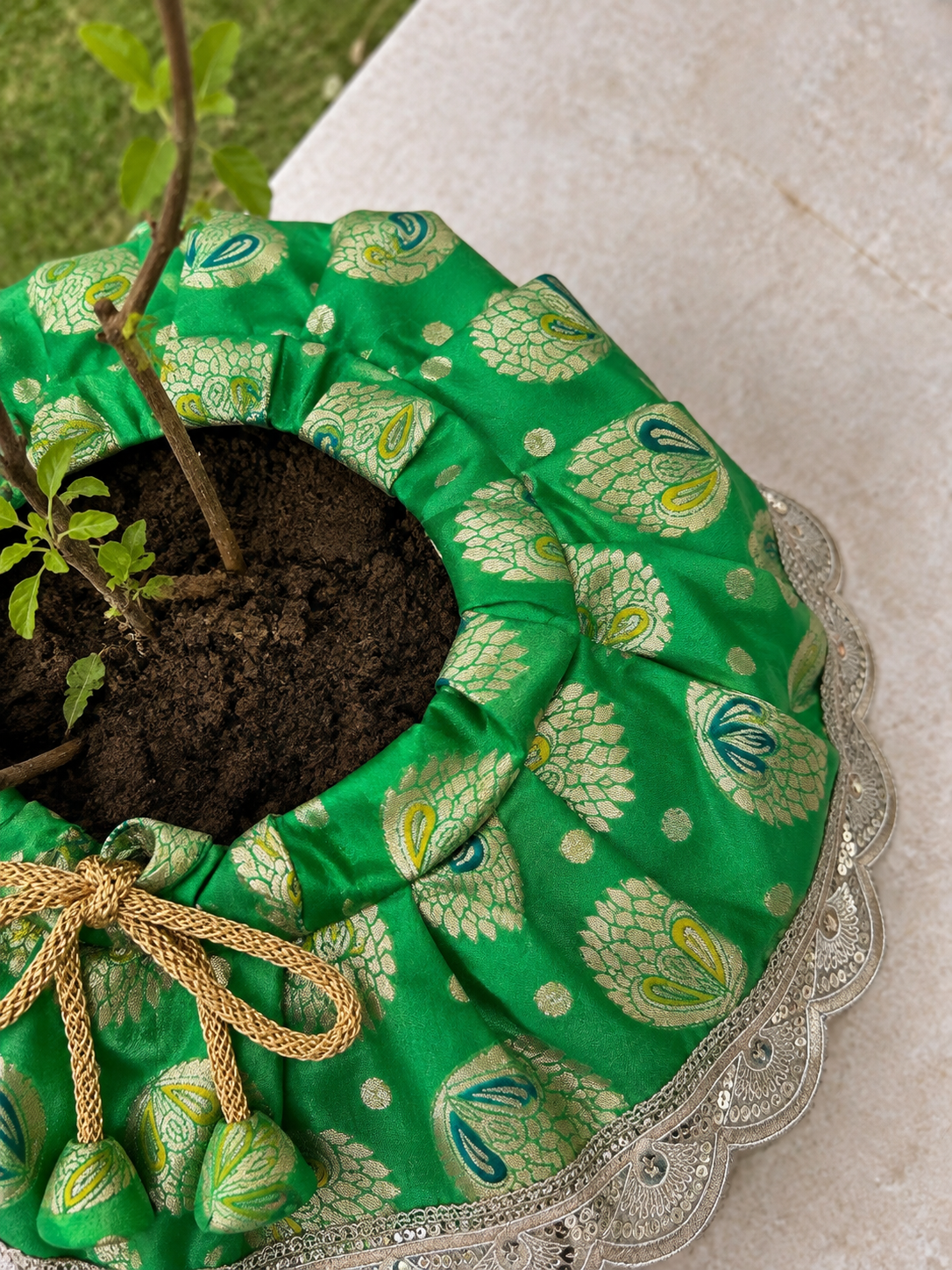 Emerald Green Silk Tulsi Vastra