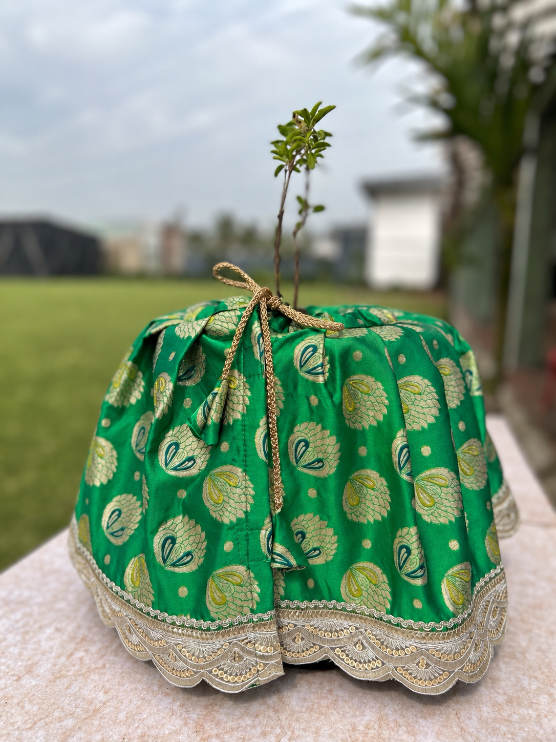 Emerald Green Silk Tulsi Vastra