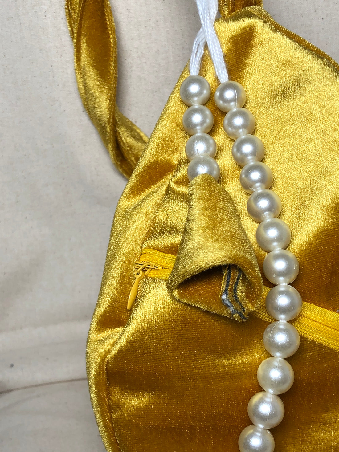 Golden Yellow Velvet Japa Bag