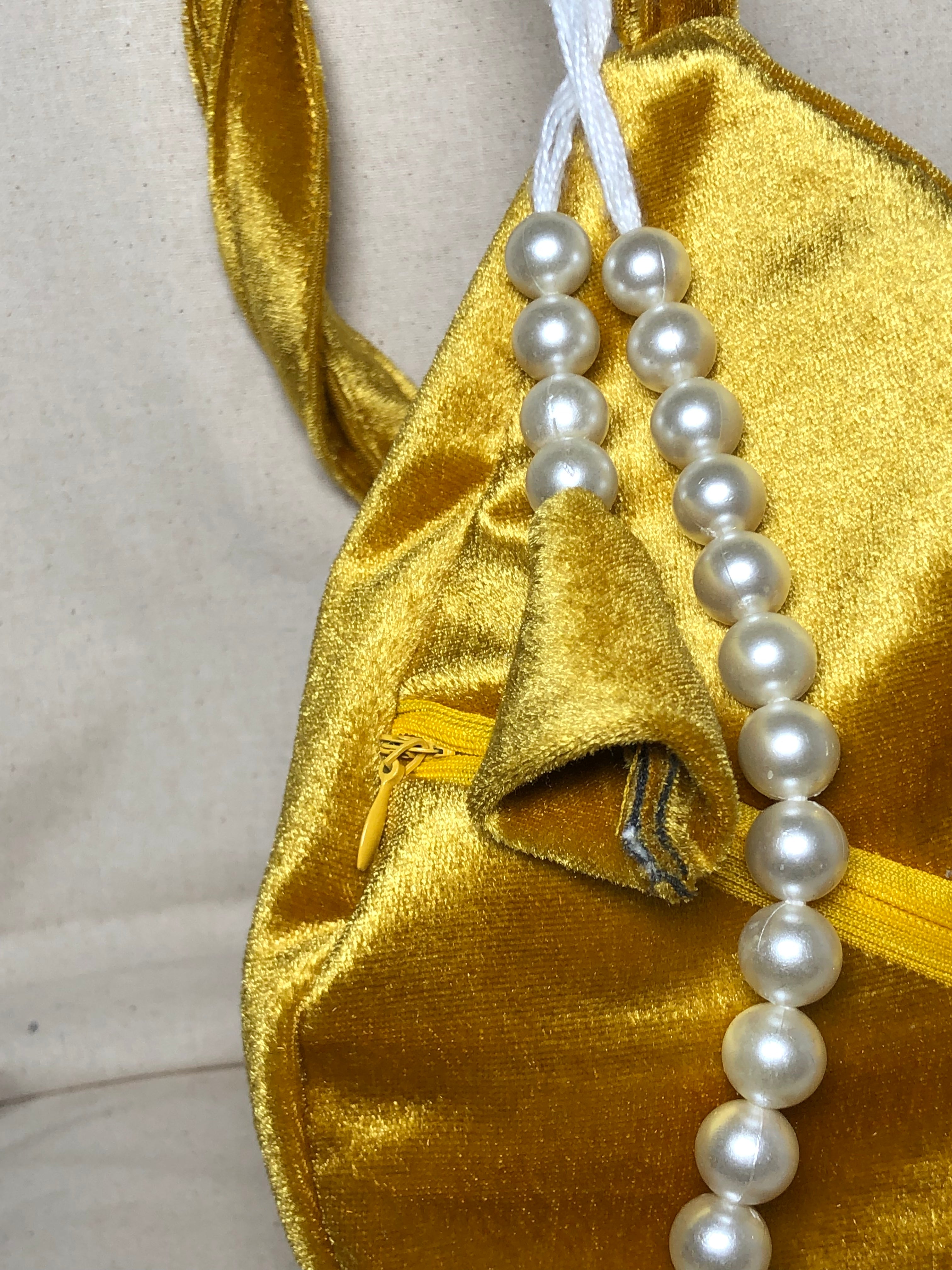 Golden Yellow Velvet Japa Bag