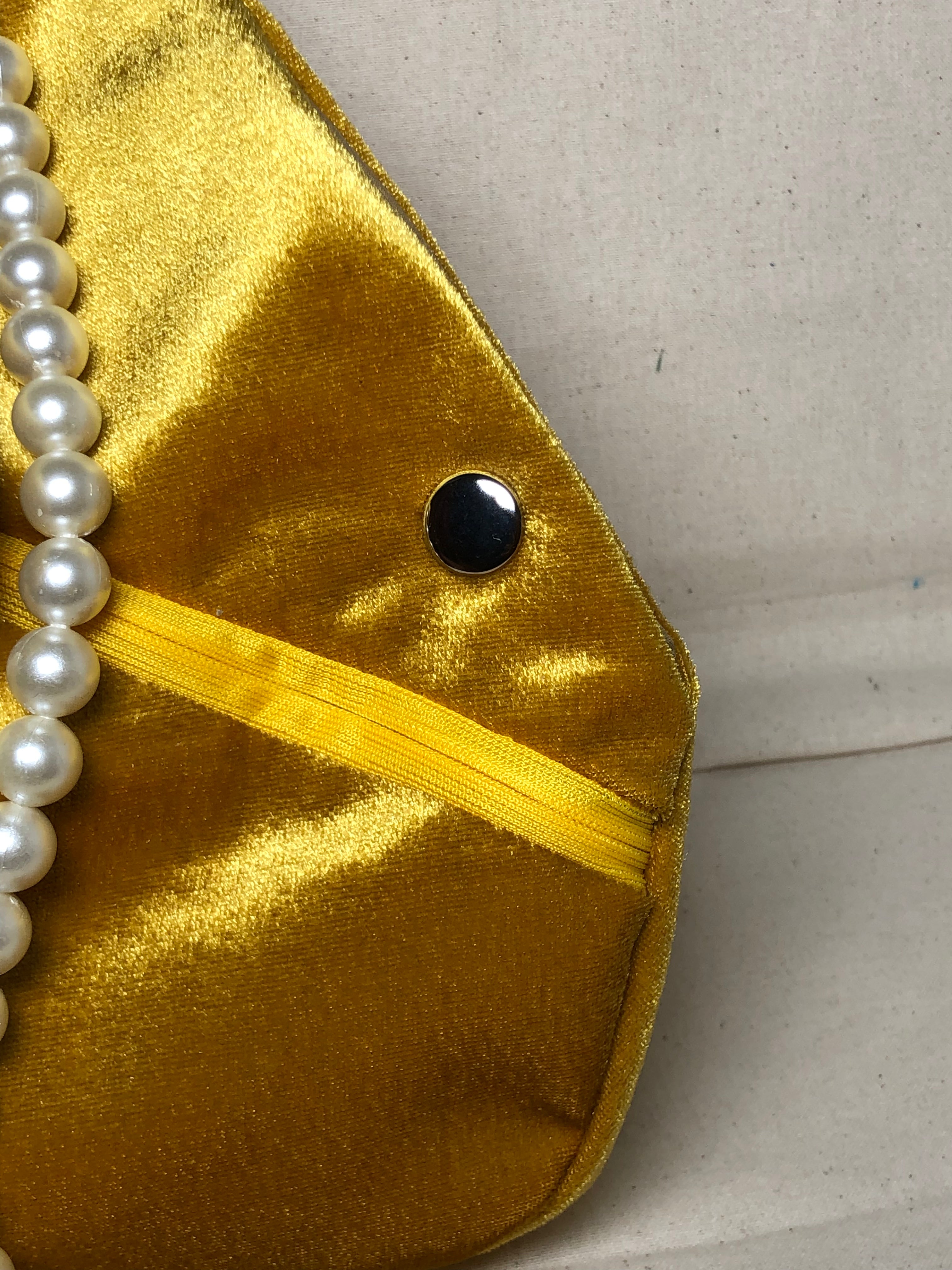 Golden Yellow Velvet Japa Bag