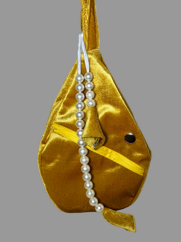 Golden Yellow Velvet Japa Bag