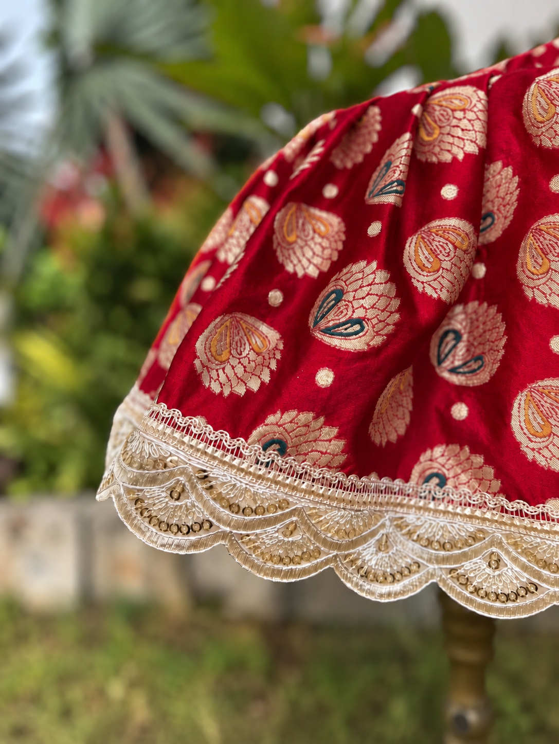 Crimson Red Silk Tulsi Vastra