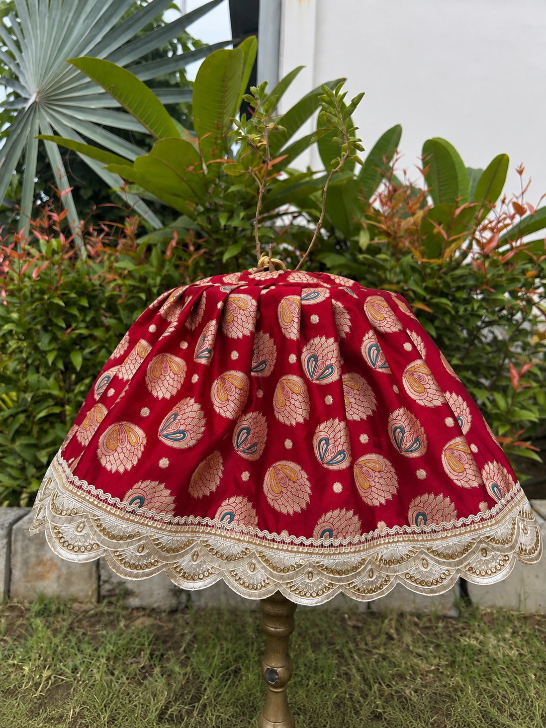 Crimson Red Silk Tulsi Vastra