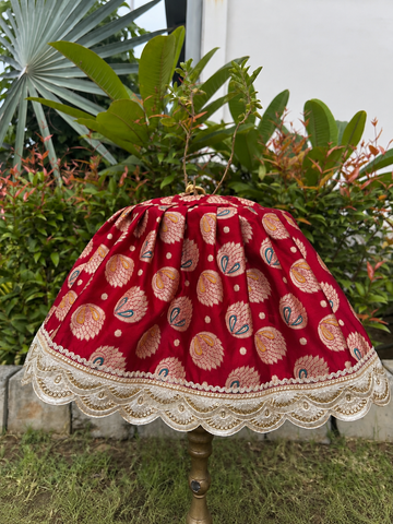 Crimson Red Silk Tulsi Vastra