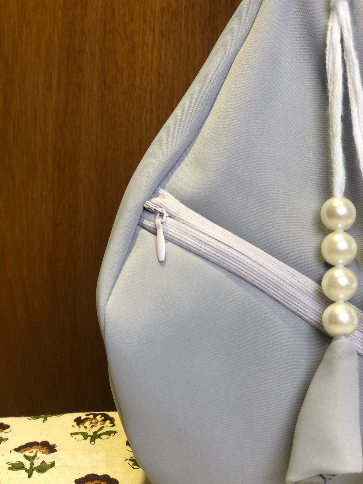 Gray Korean Soft Quility Fabric Japa Bag