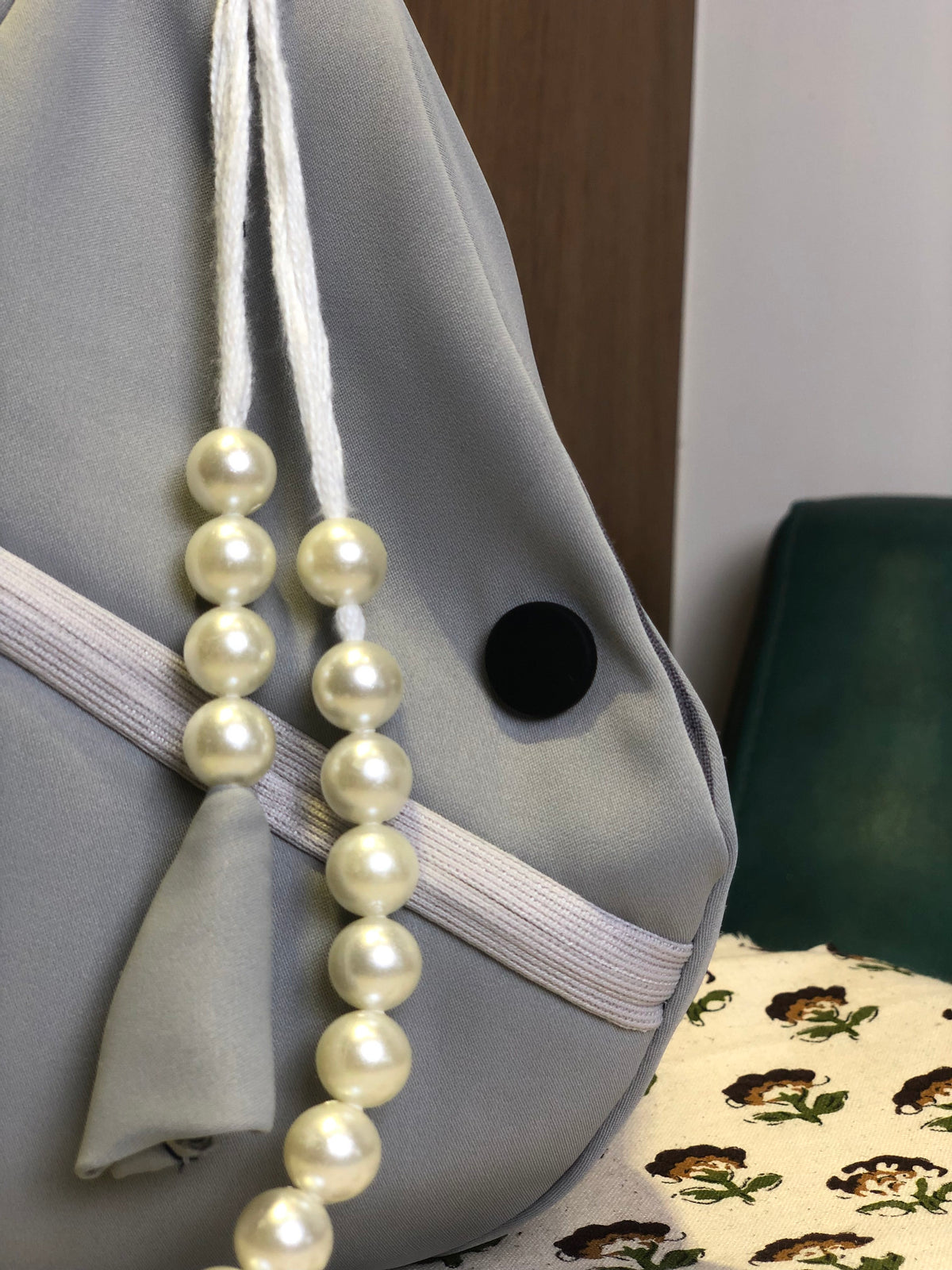 Gray Korean Soft Quility Fabric Japa Bag