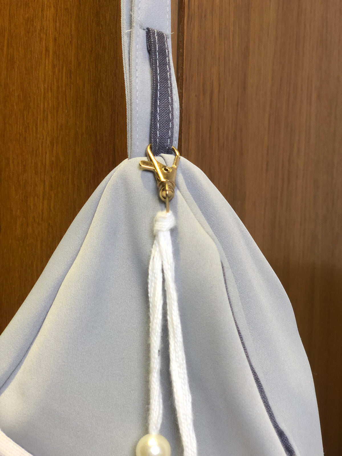 Gray Korean Soft Quility Fabric Japa Bag