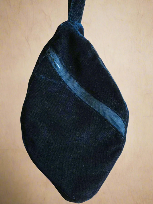 Teal Blue Velvet Japa Bag