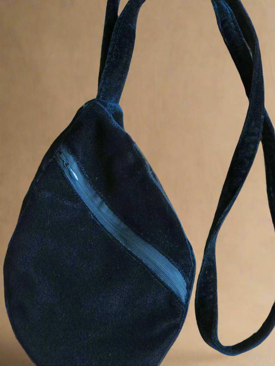 Teal Blue Velvet Japa Bag