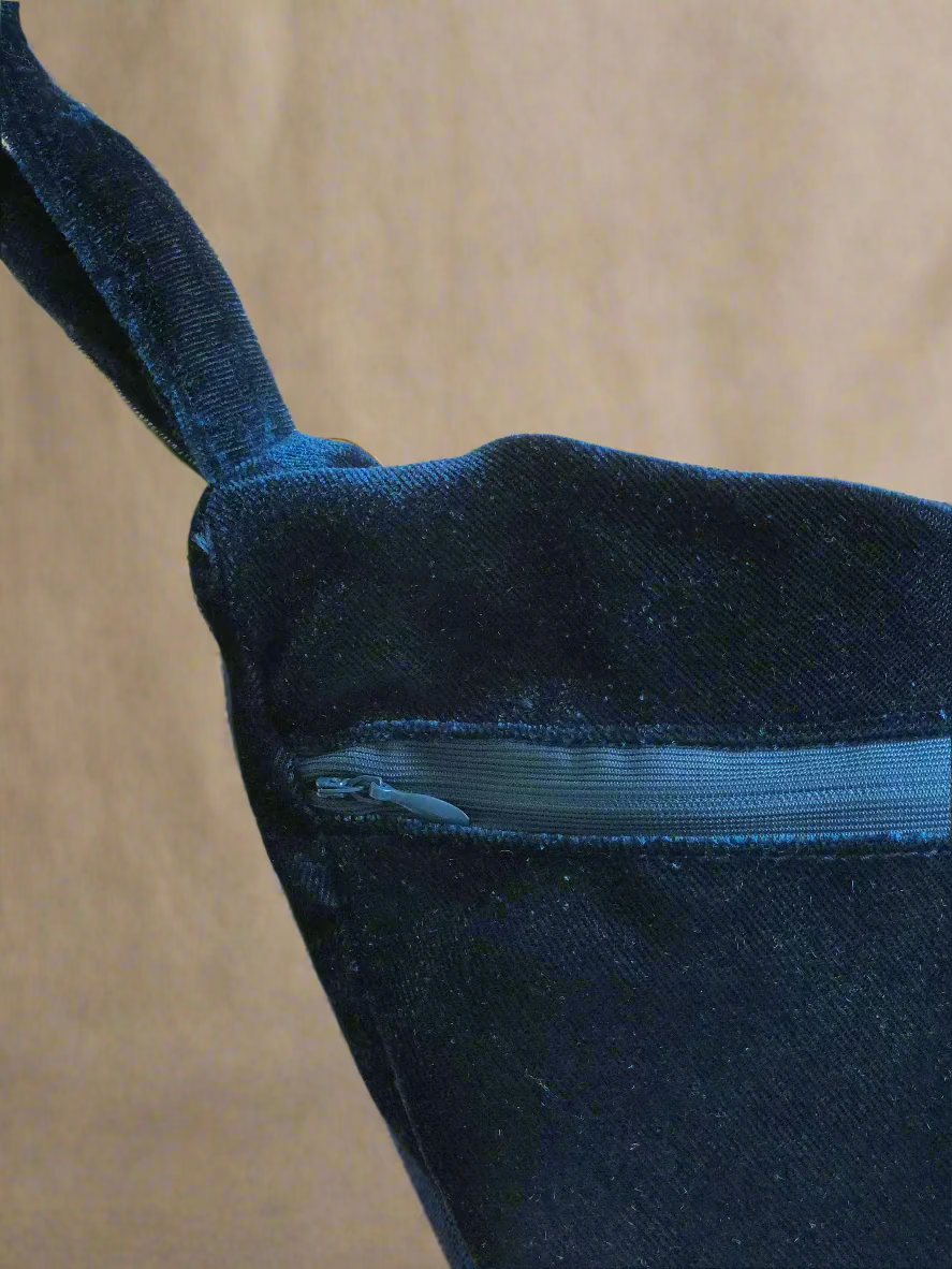 Teal Blue Velvet Japa Bag
