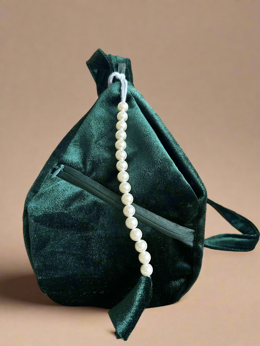 Velvet Green Japa Bag & Matching Sakshi