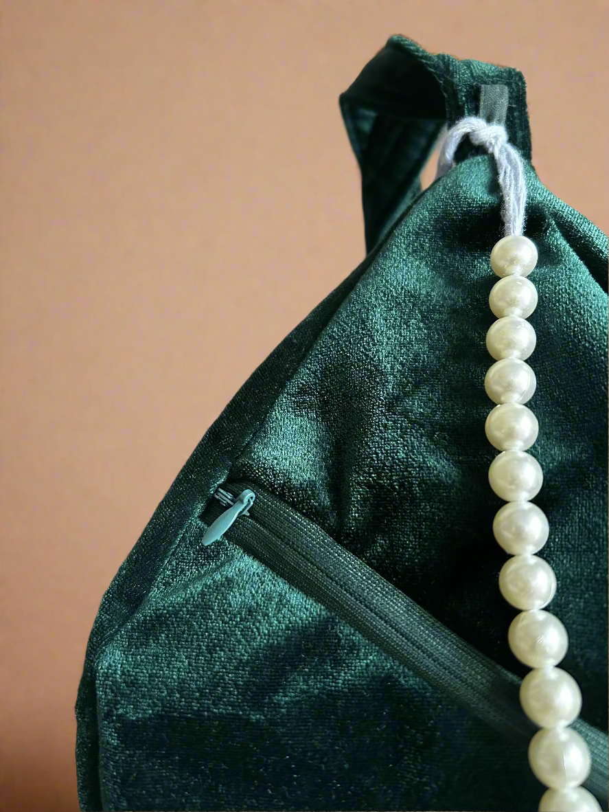 Velvet Green Japa Bag & Matching Sakshi