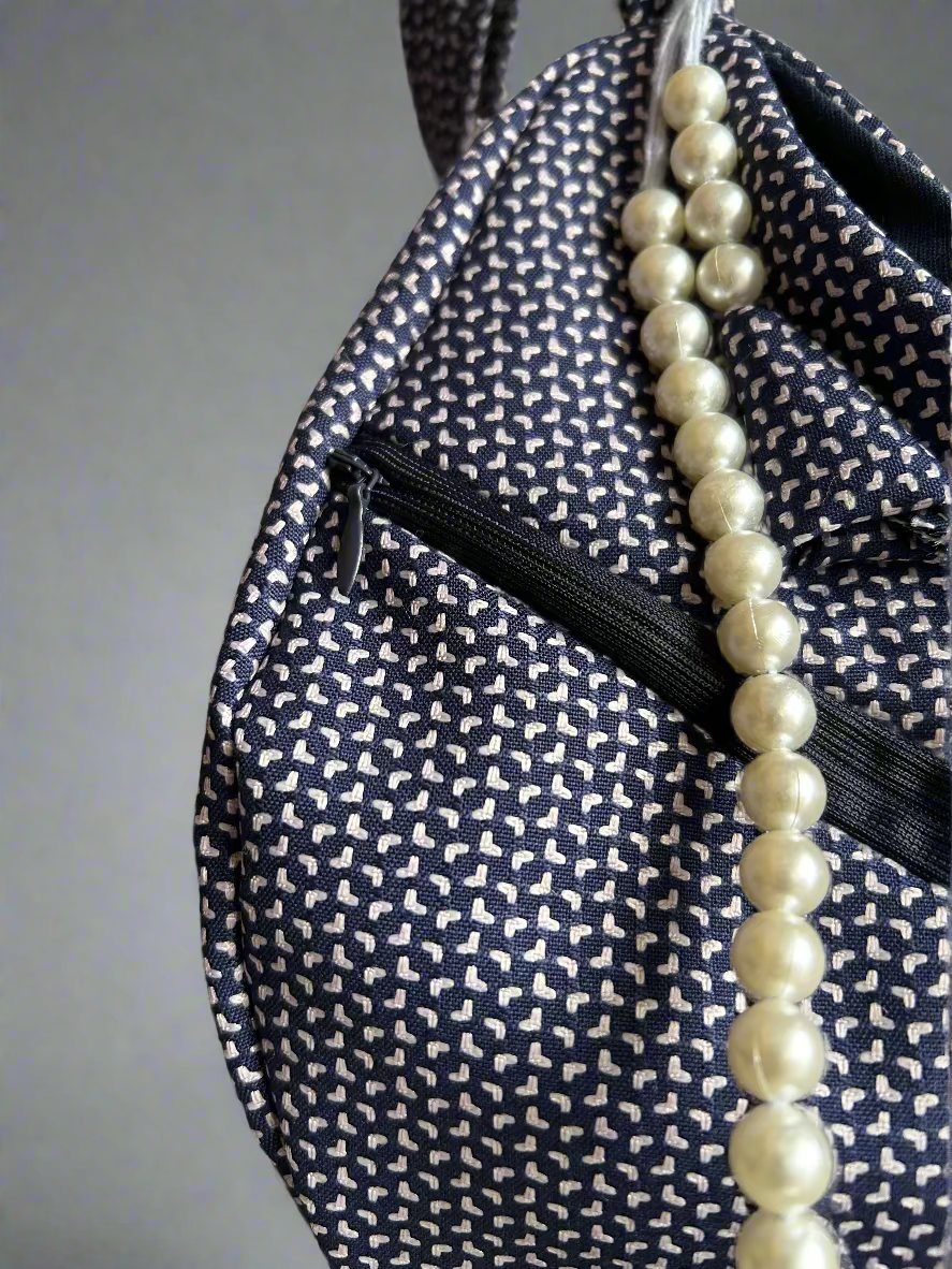 Cobalt Blue Designed Jute Japa Bag