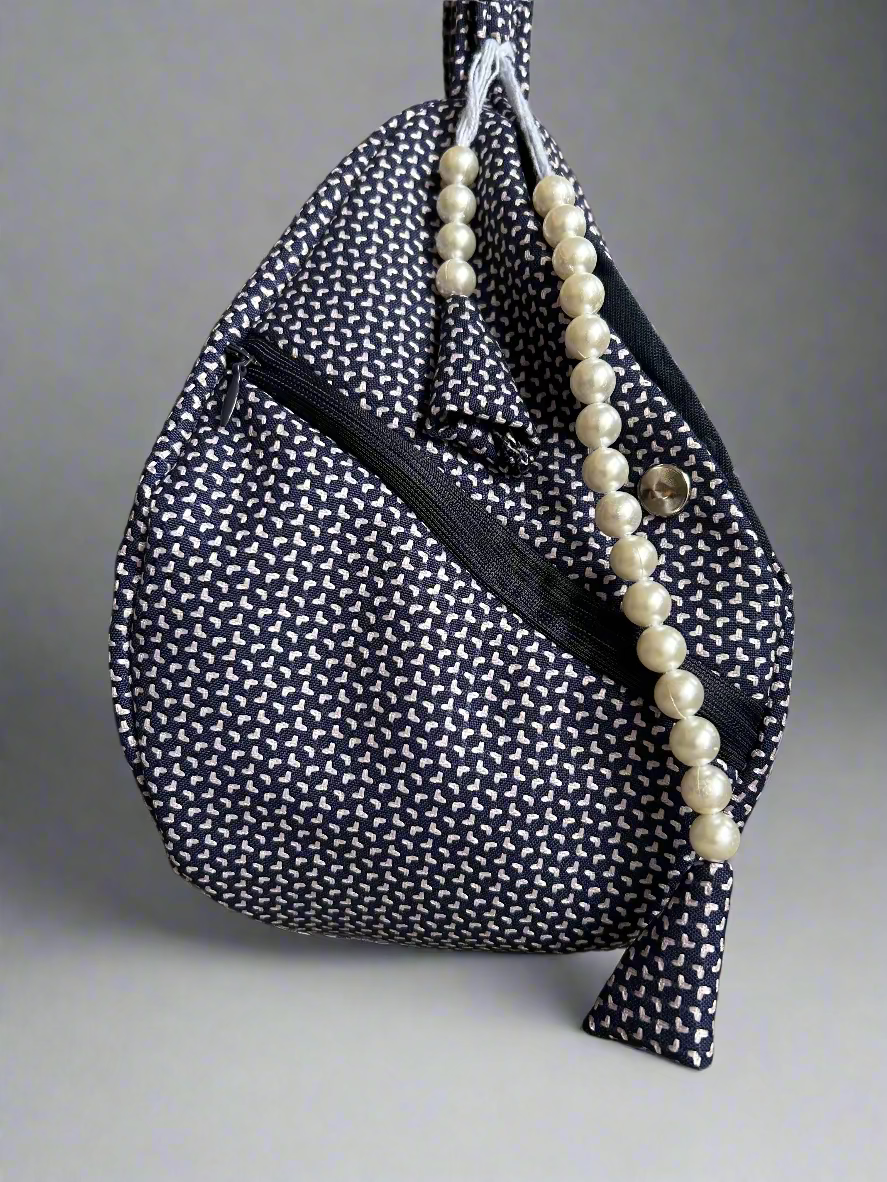 Cobalt Blue Designed Jute Japa Bag