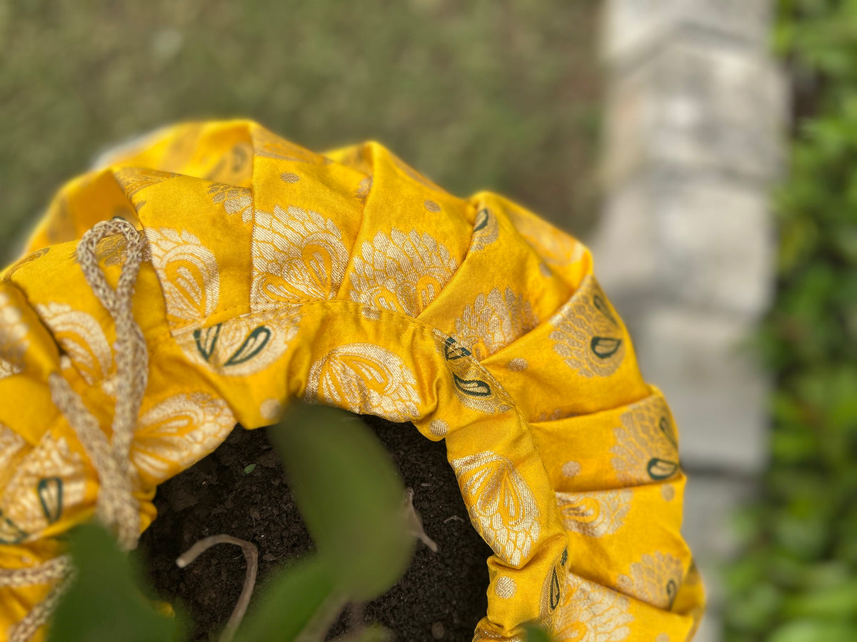 Golden Yellow Silk Tulsi Vastra