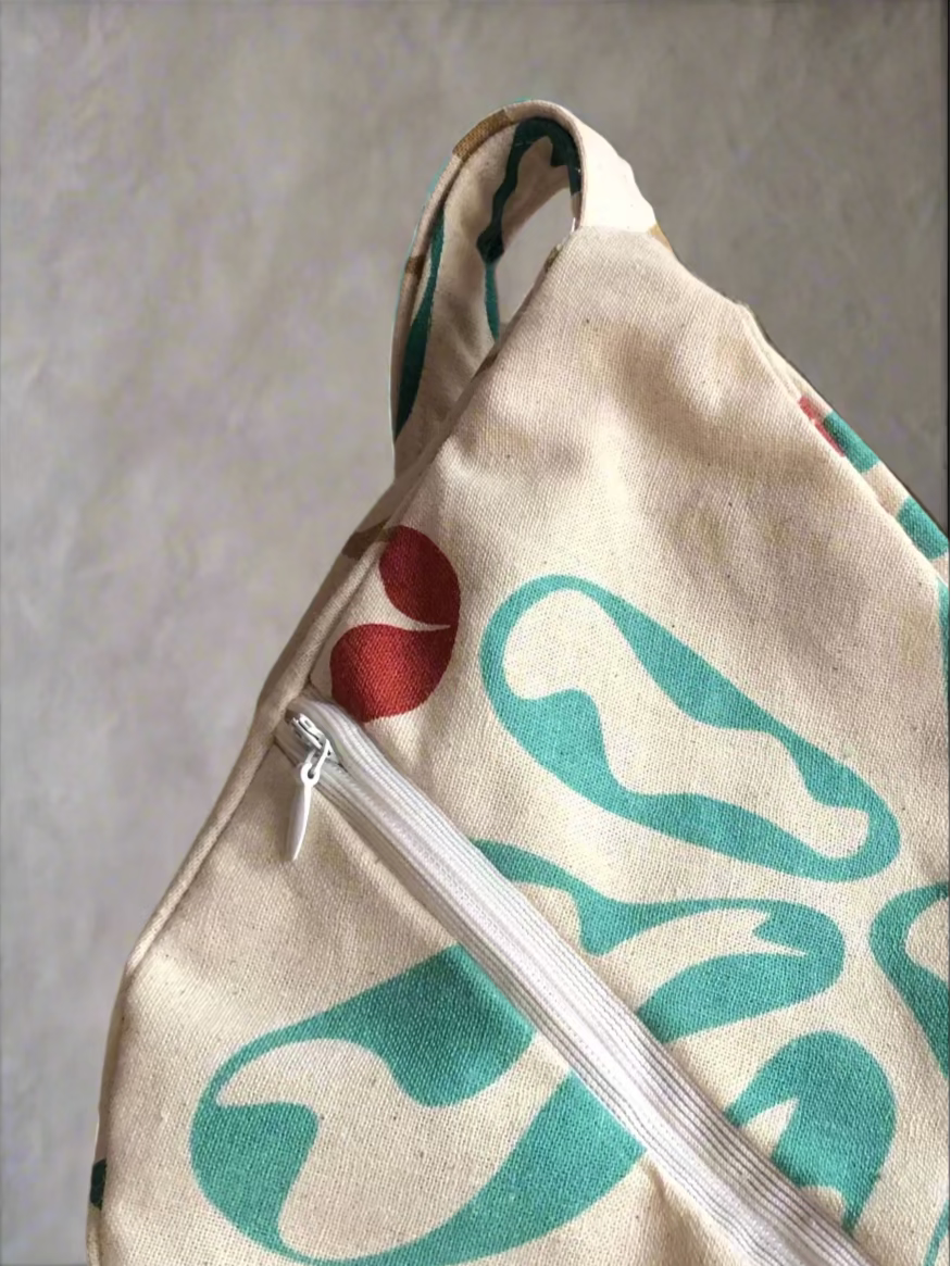 Designed White Cotton Japa Bag