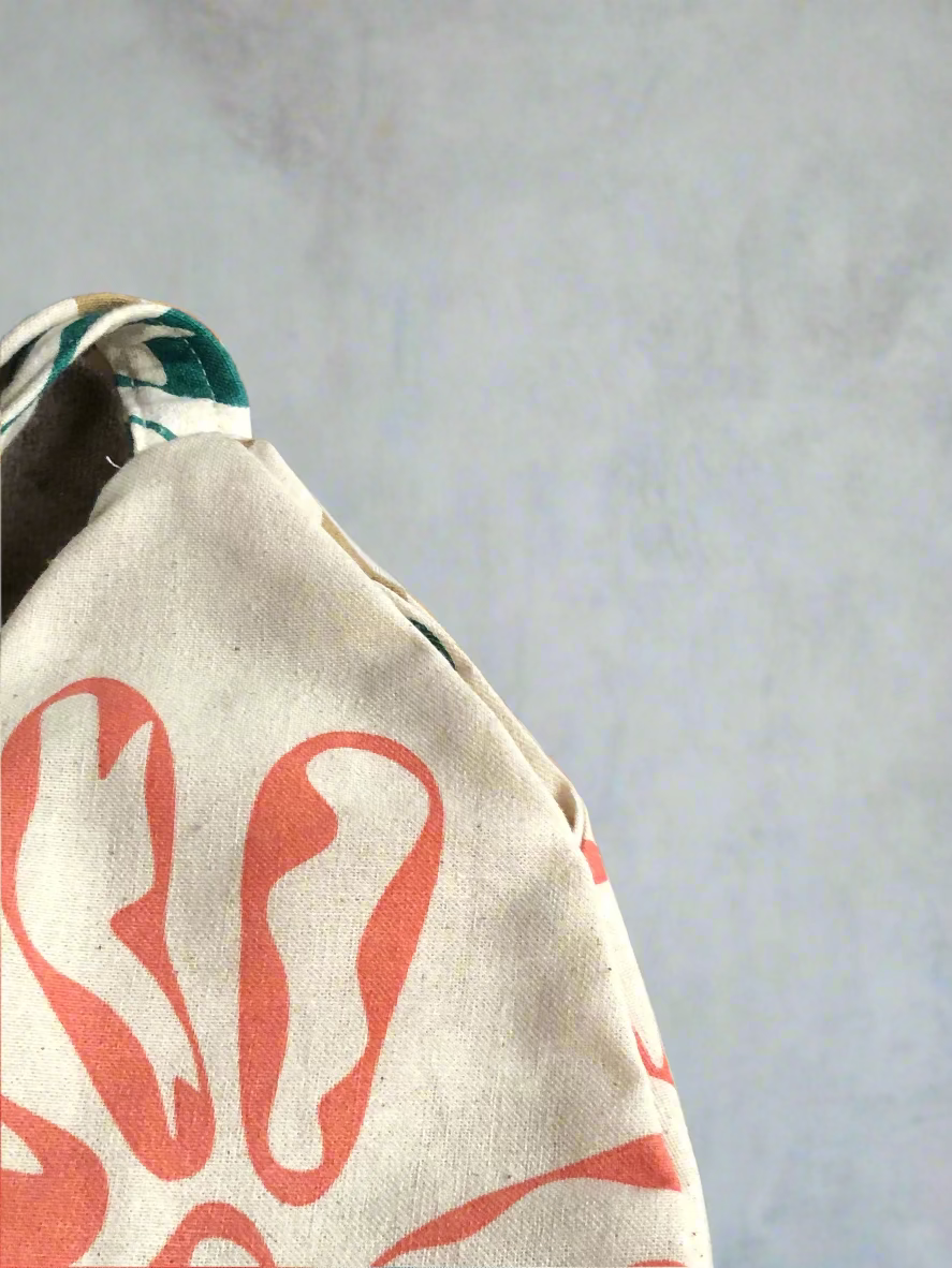 Designed White Cotton Japa Bag