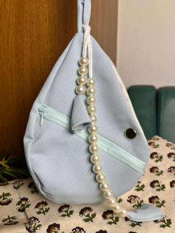 Light Blue Jute Japa Bag