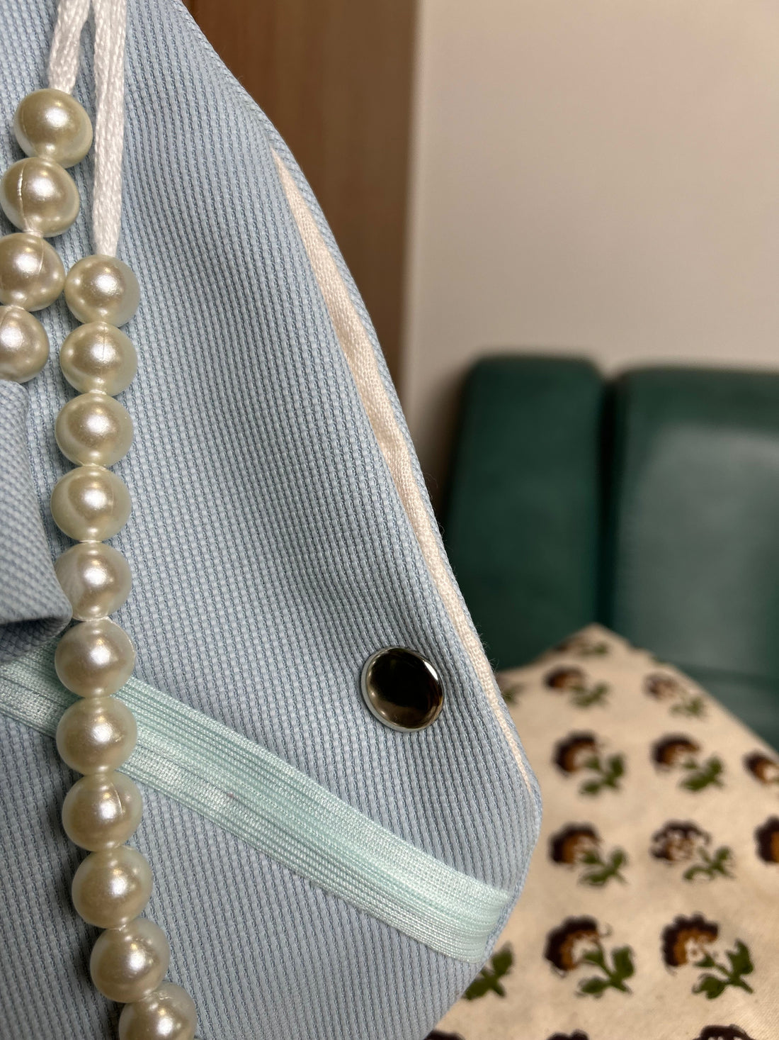 Light Blue Jute Japa Bag