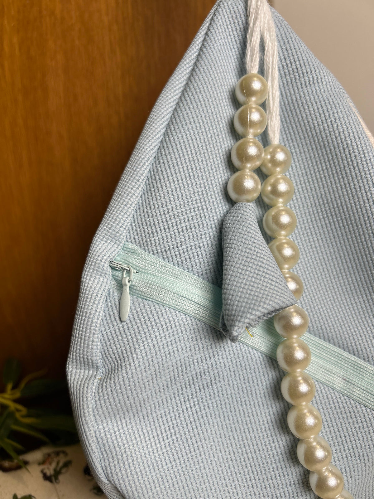 Light Blue Jute Japa Bag