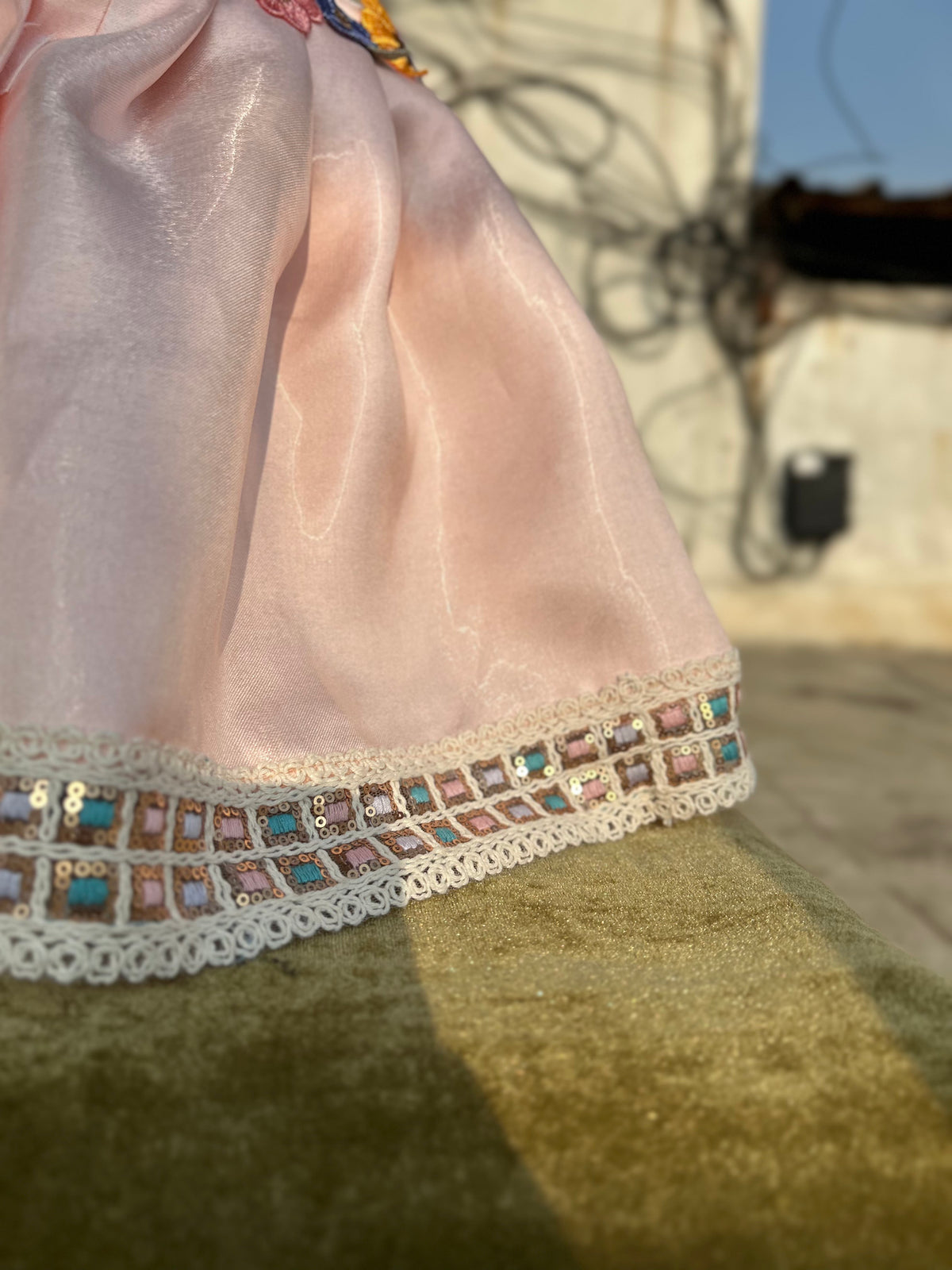 Soft Peach Silk Tulsi Vastra