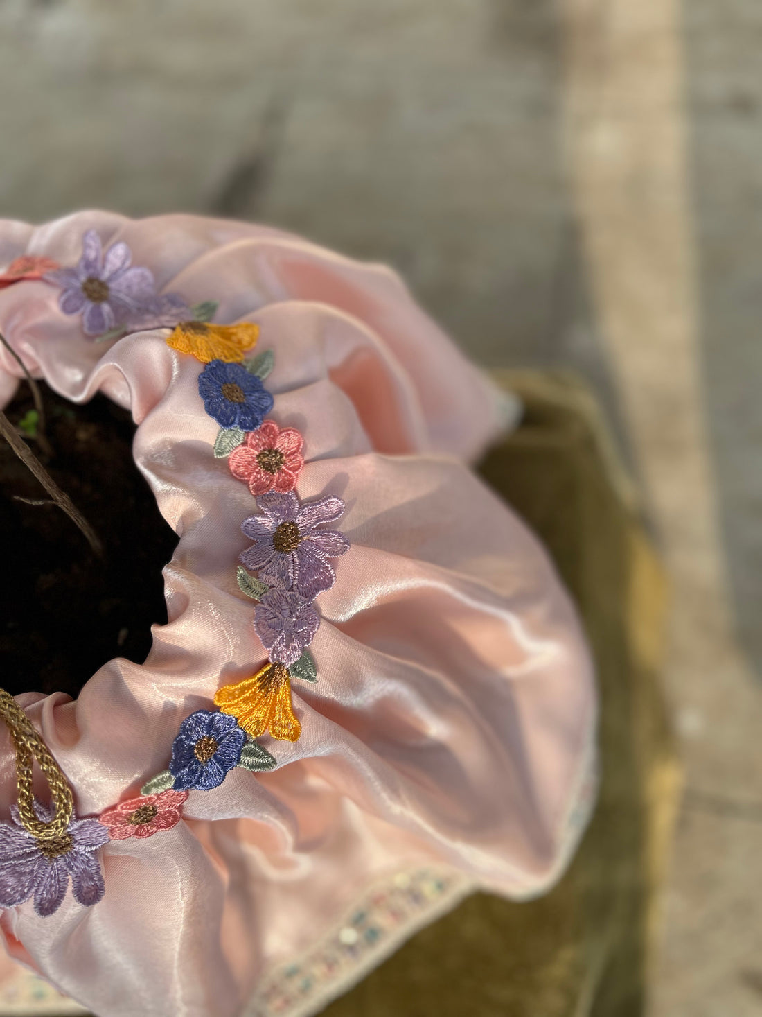 Soft Peach Silk Tulsi Vastra