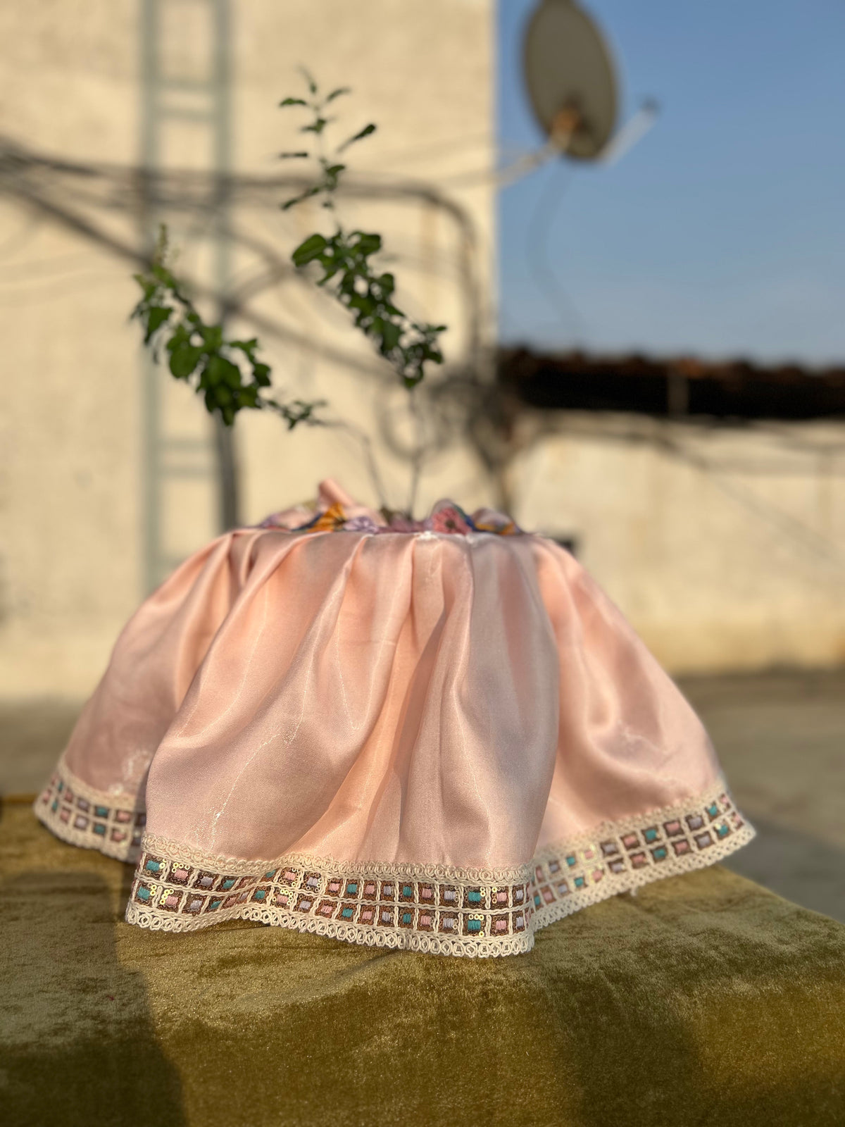 Soft Peach Silk Tulsi Vastra