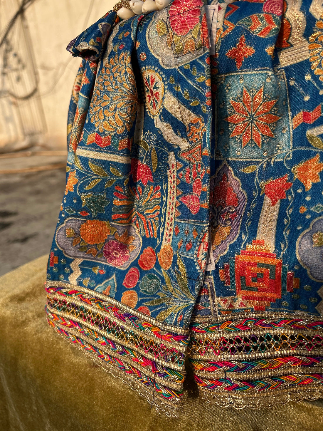 Royal Blue Multi colour Position Print Tulsi Vastra