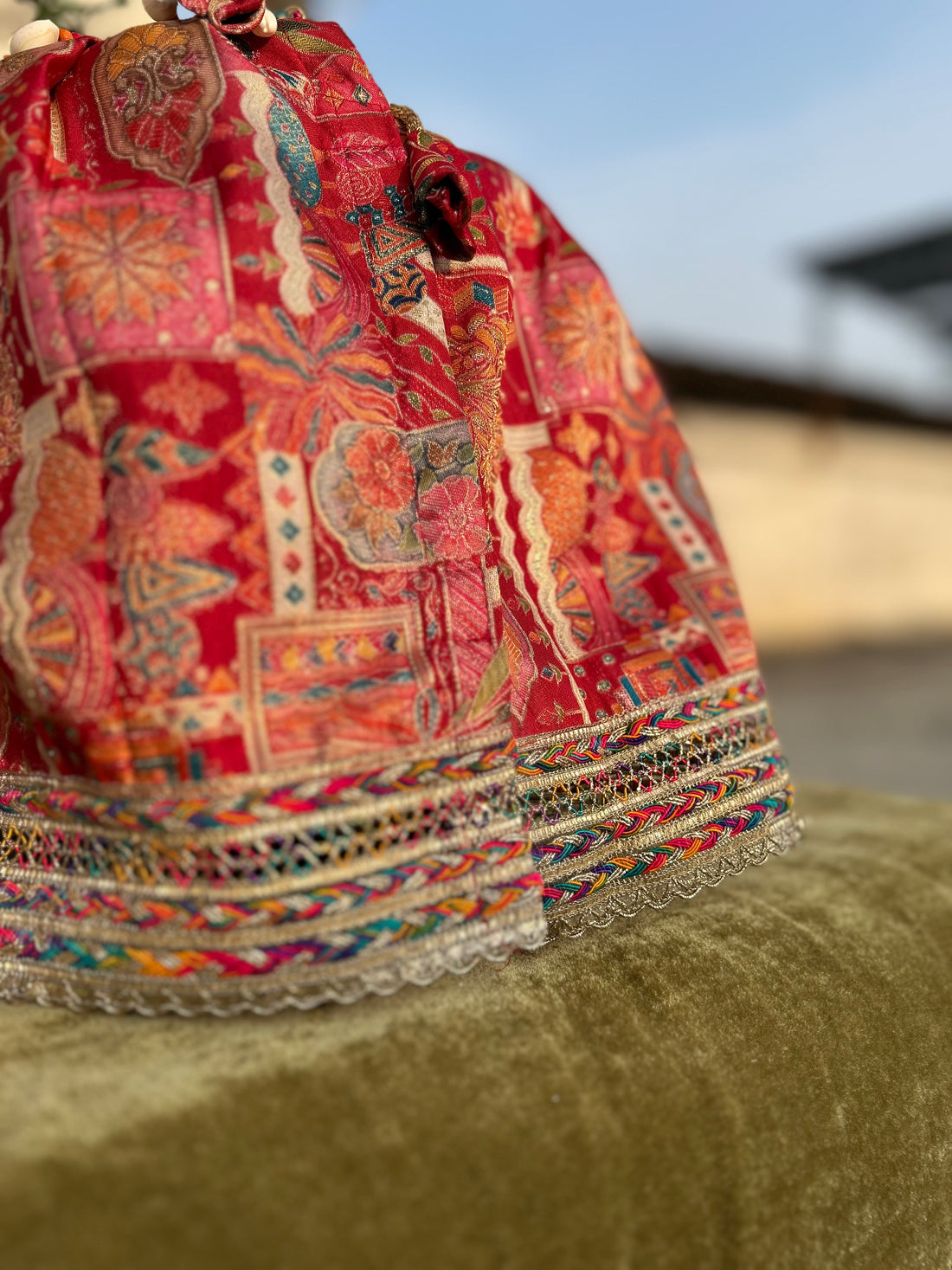 Ruby Red  Multi colour Position Print Tulsi Vastra
