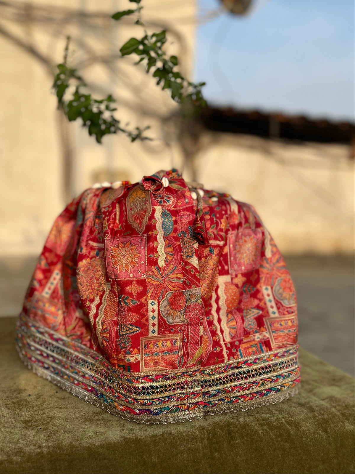 Ruby Red  Multi colour Position Print Tulsi Vastra
