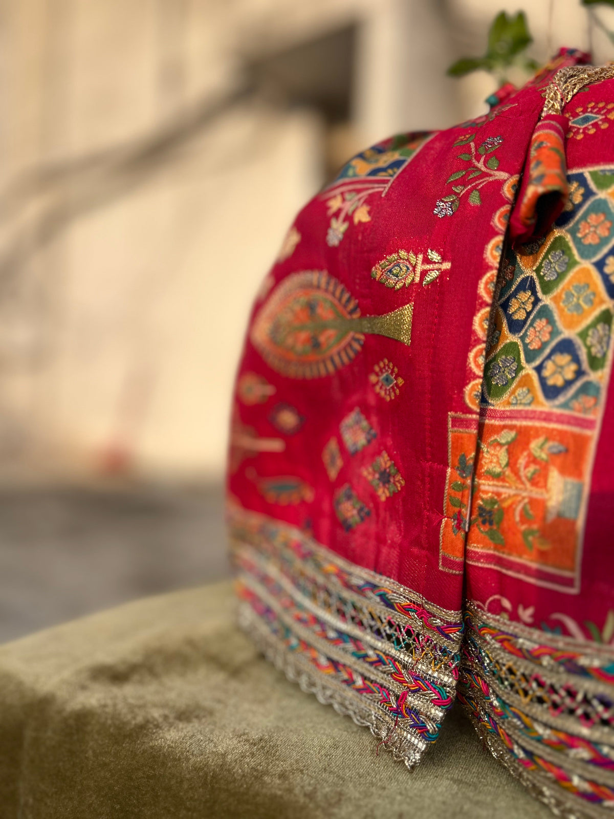 Ruby Pink Multi colour Position Print Tulsi Vastra