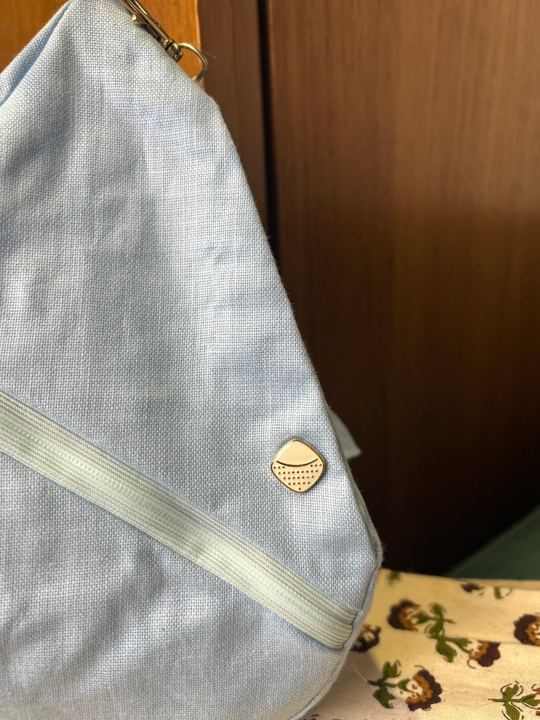 Sky Blue Linen Japa Bag