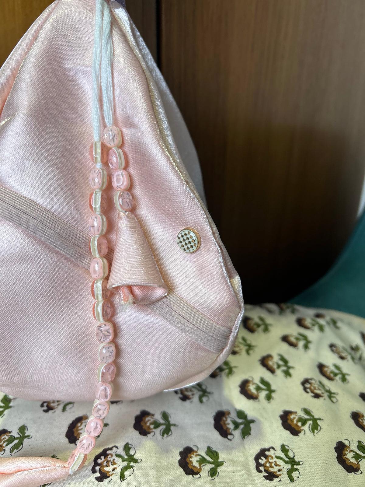 Peach Petal Silk Japa Bag