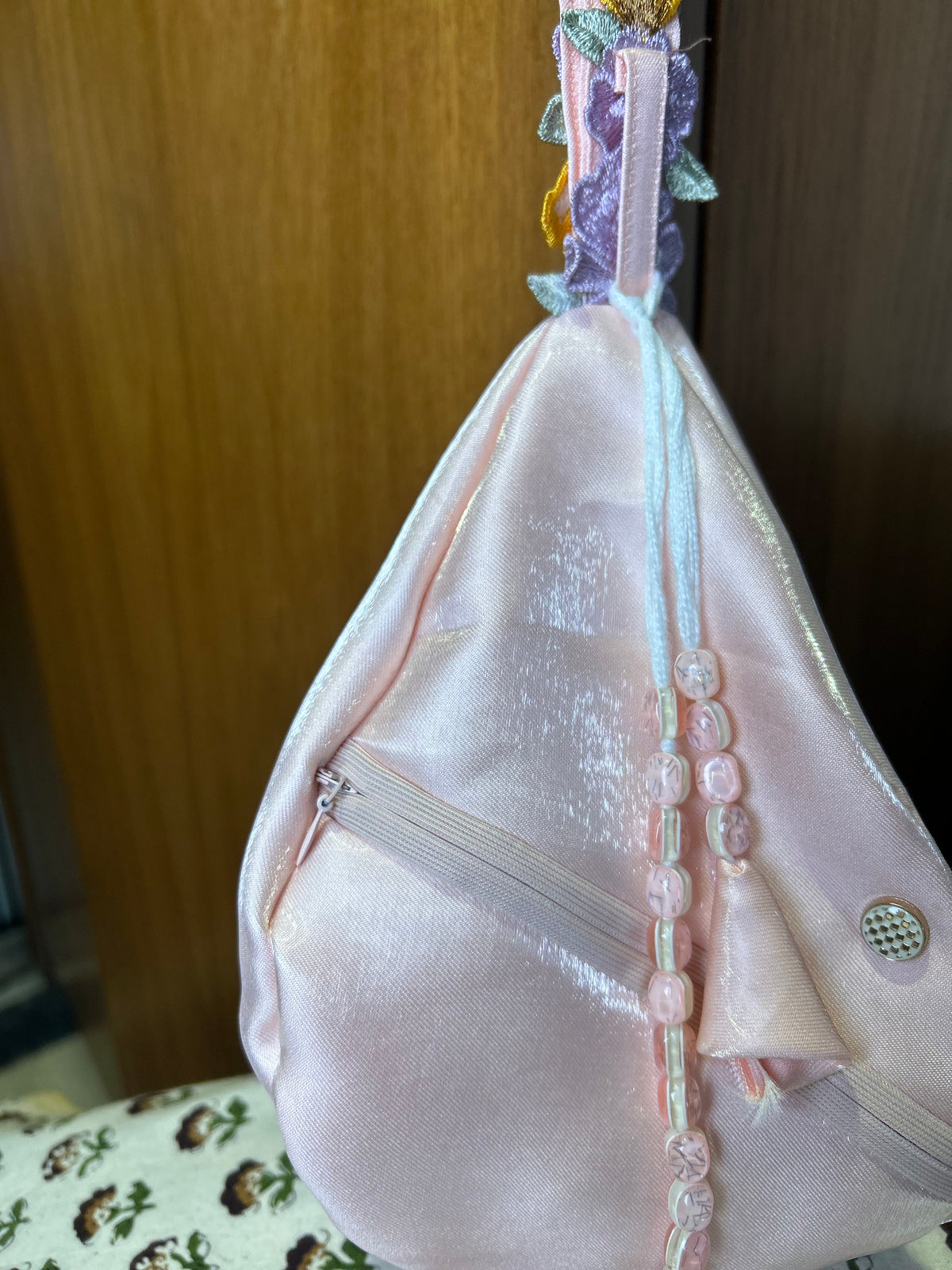Peach Petal Silk Japa Bag