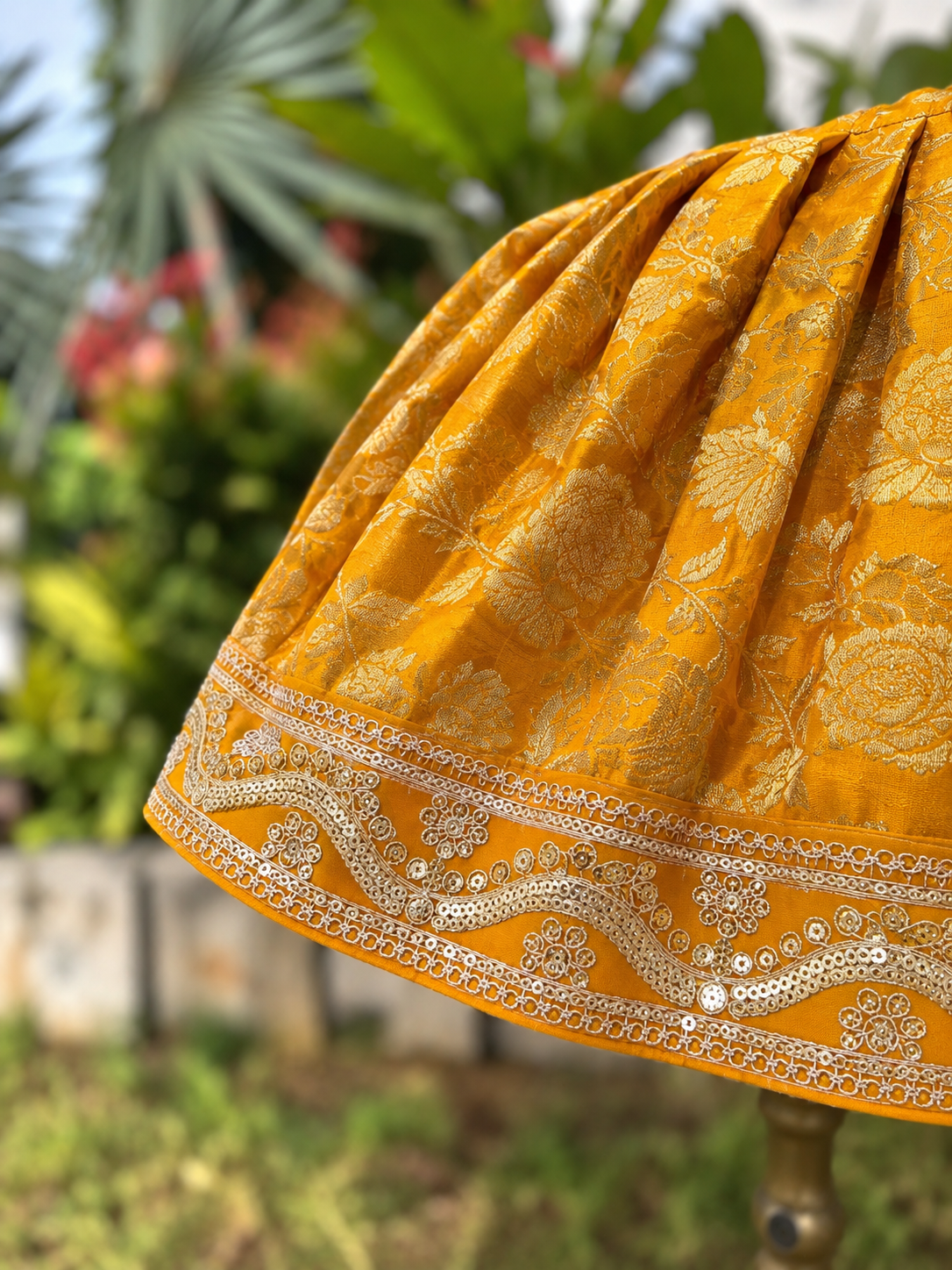 Golden Yellow Rose Silk Tulsi Vastra